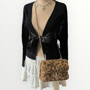 Furry brown faux cheetah print